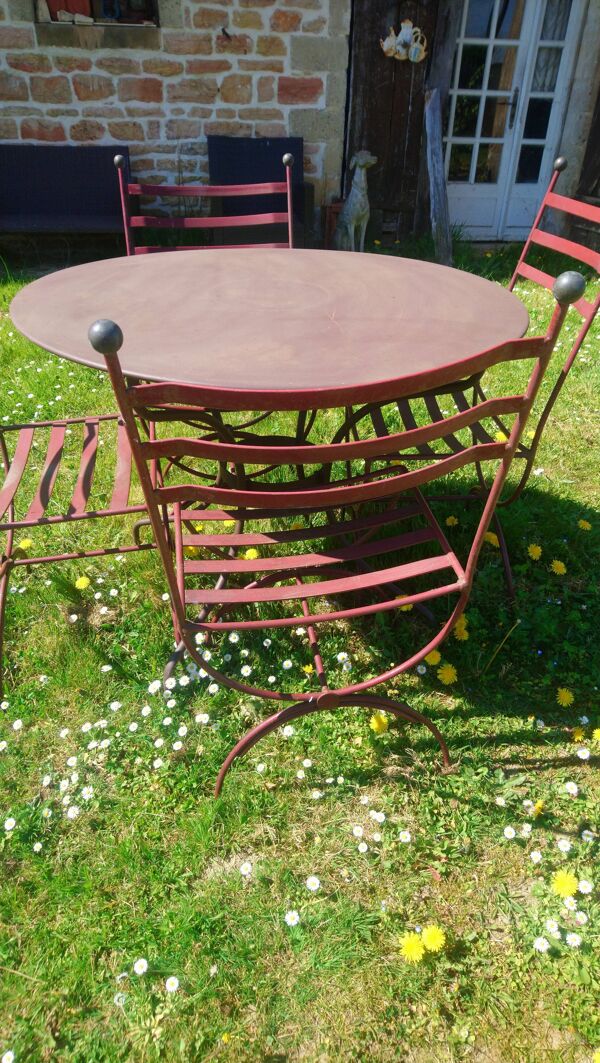 Table jardin + 4 chaises fer forgé