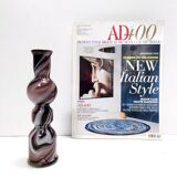 Purple and White Murano Glass Vase “Wave” by Carlo Moretti, Italy