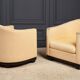 Pair of Art Deco First Time armchairs 1930 cream fabric on wooden structure