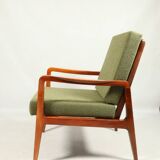 Fauteuil vintage vert eucalyptus bouclé 1960 design scandinave