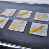 Set of 6 Brutalist Coasters by Garcia Marquez, Spain, 1970