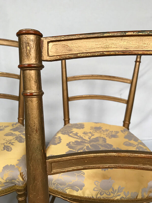 Series of four chairs Napoleon III, gilded wood