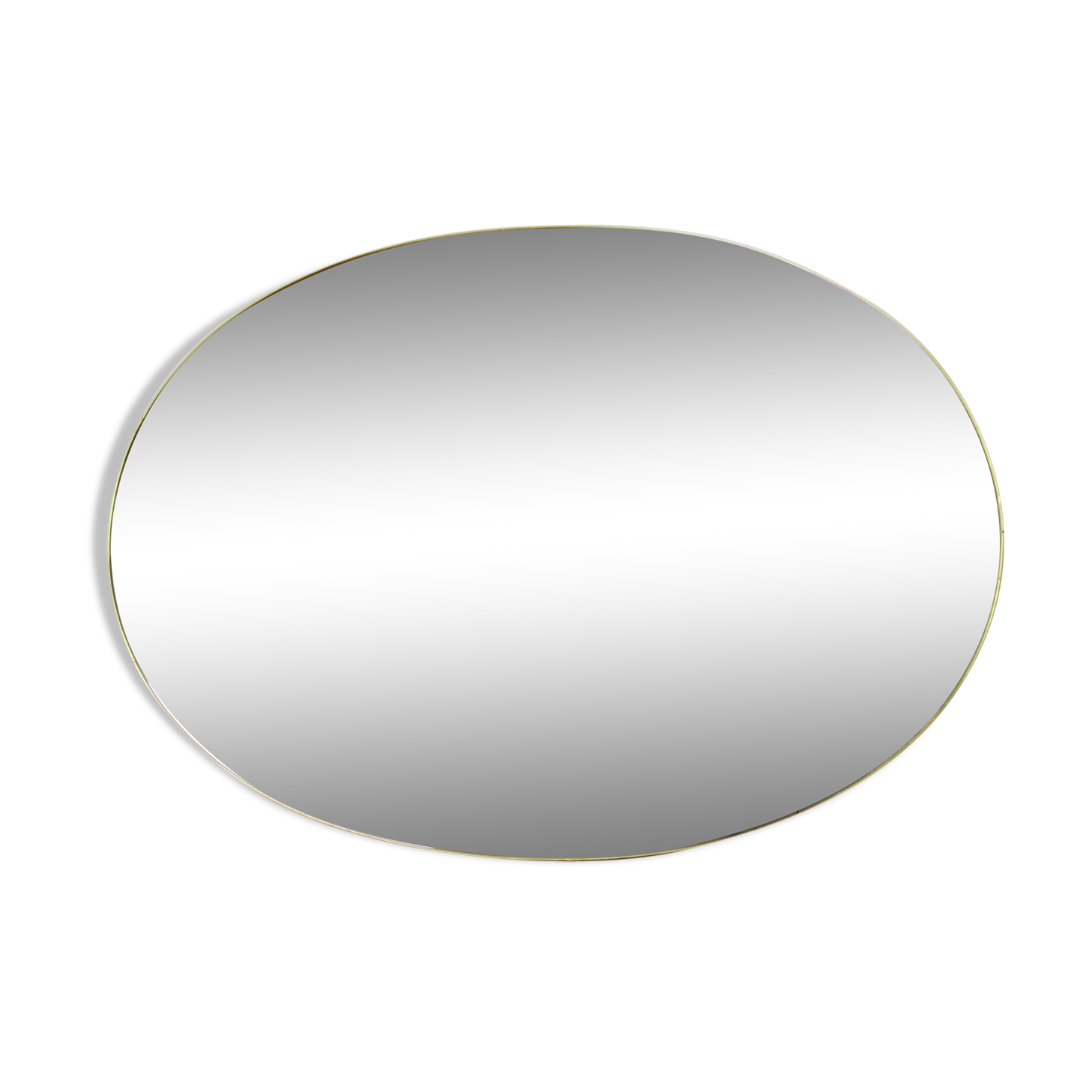 Mirror oval gilded brass hooping 92x64cm, mid century