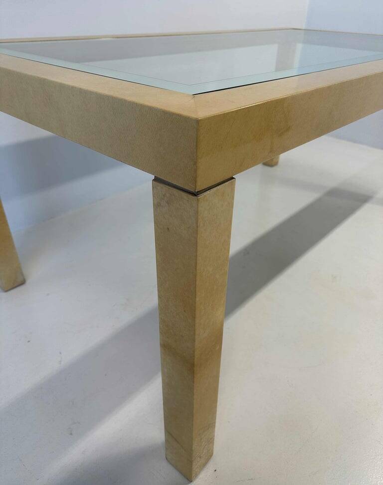 Italian Table Parchment and Glass, Attr. Aldo Tura, 1970s