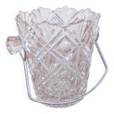 Seau à glaçons vintage en verre ciselé avec poigné en métal argenté