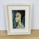 Painting portrait of a woman in figurative style signed Cavignaux