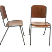 Set of 2 Scandinavian chairs in teak and metal, Sweden, 1960