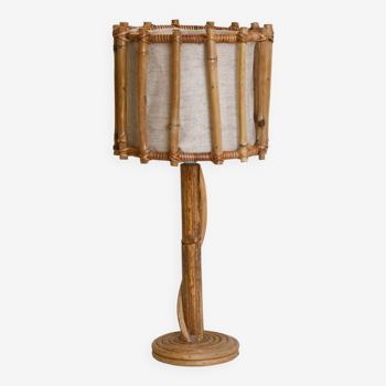 Lampe de table en bambou vintage, lampe en bambou