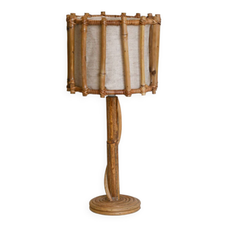Lampe de table en bambou vintage, lampe en bambou