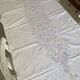 Large tablecloth and 12 embroidered napkins "pastel bouquets" - Cotton - 240x170 cm