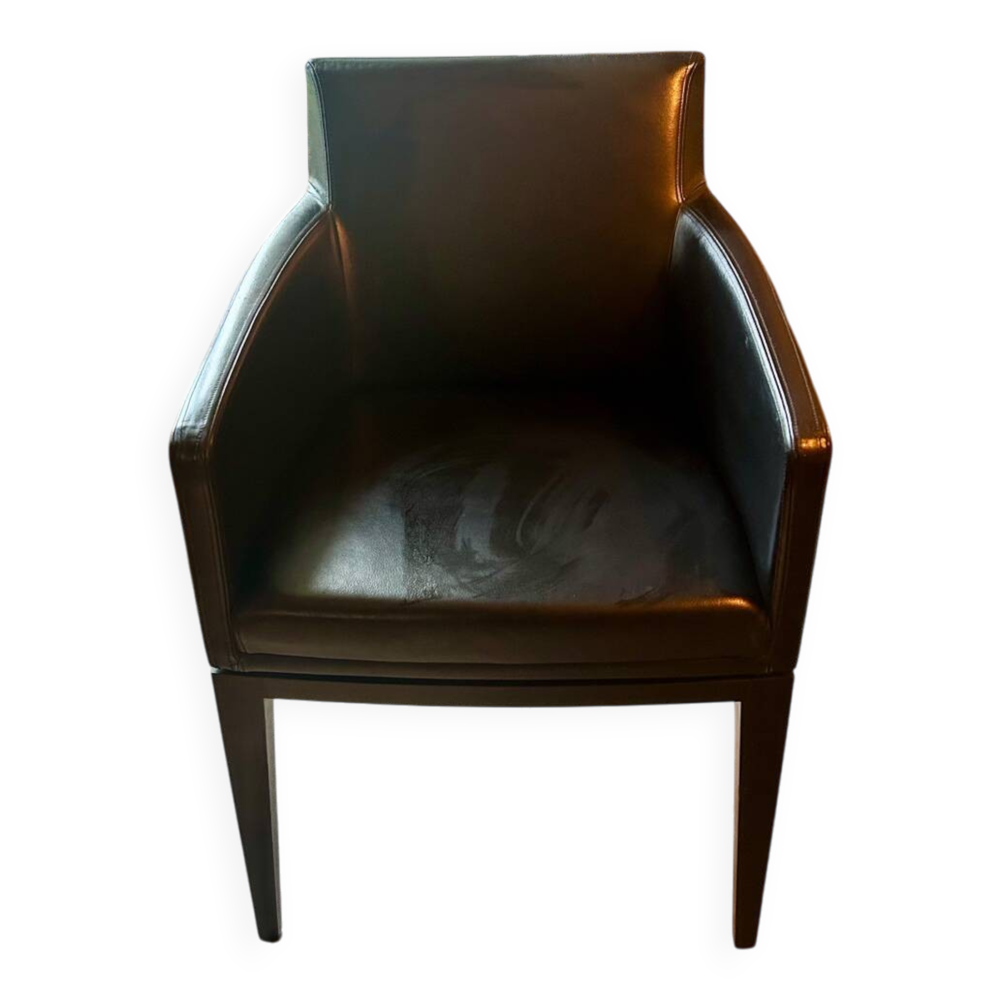 2 fauteuils en cuir noir Potocco, Italie