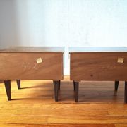 Pair of modernist bedside tables in veneered wood, 1950s-60s