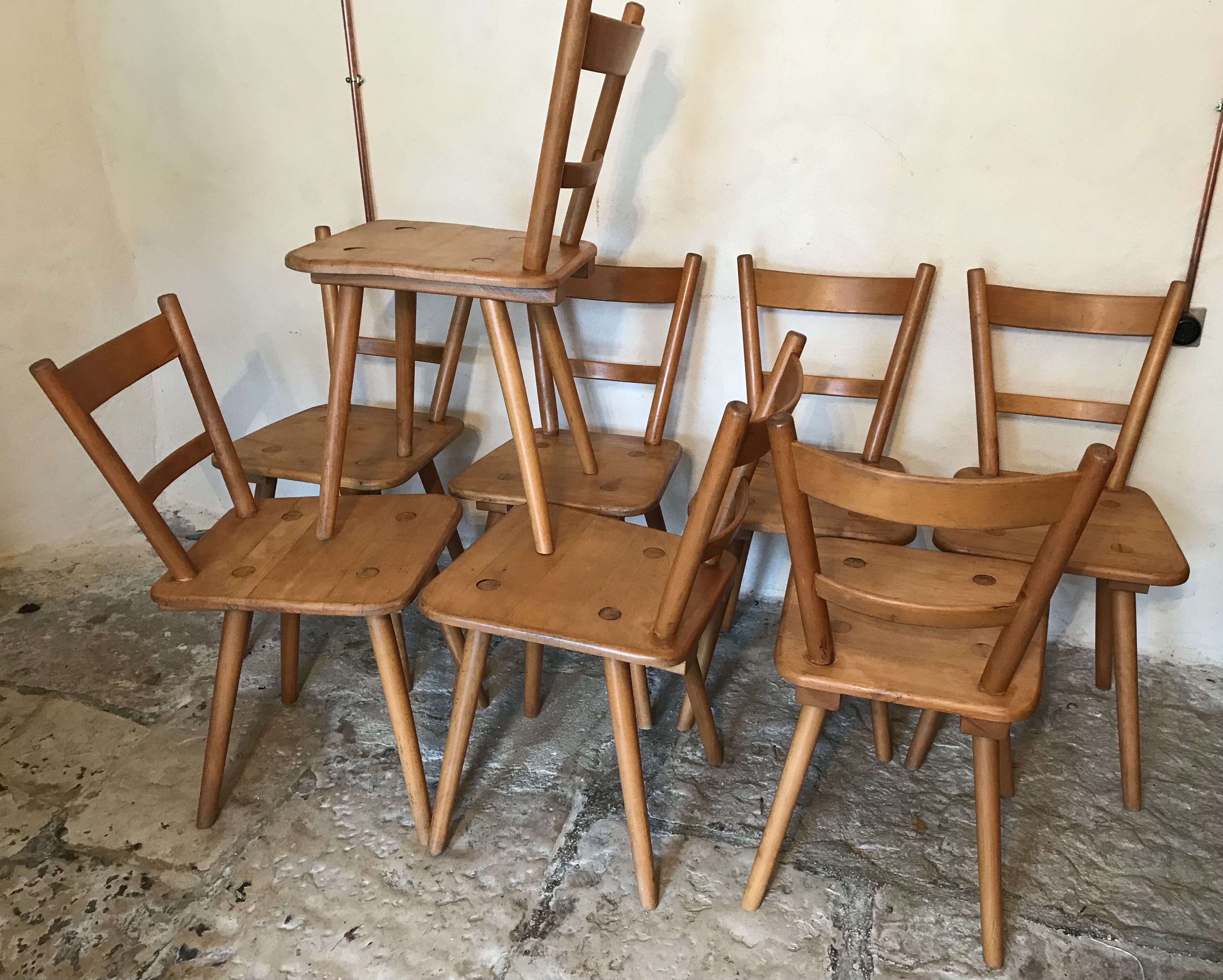 Set of eight vintage chairs by Adolf Schneck late 1940