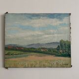 Oil on canvas depicting a 20th century landscape by Carlos Gallos