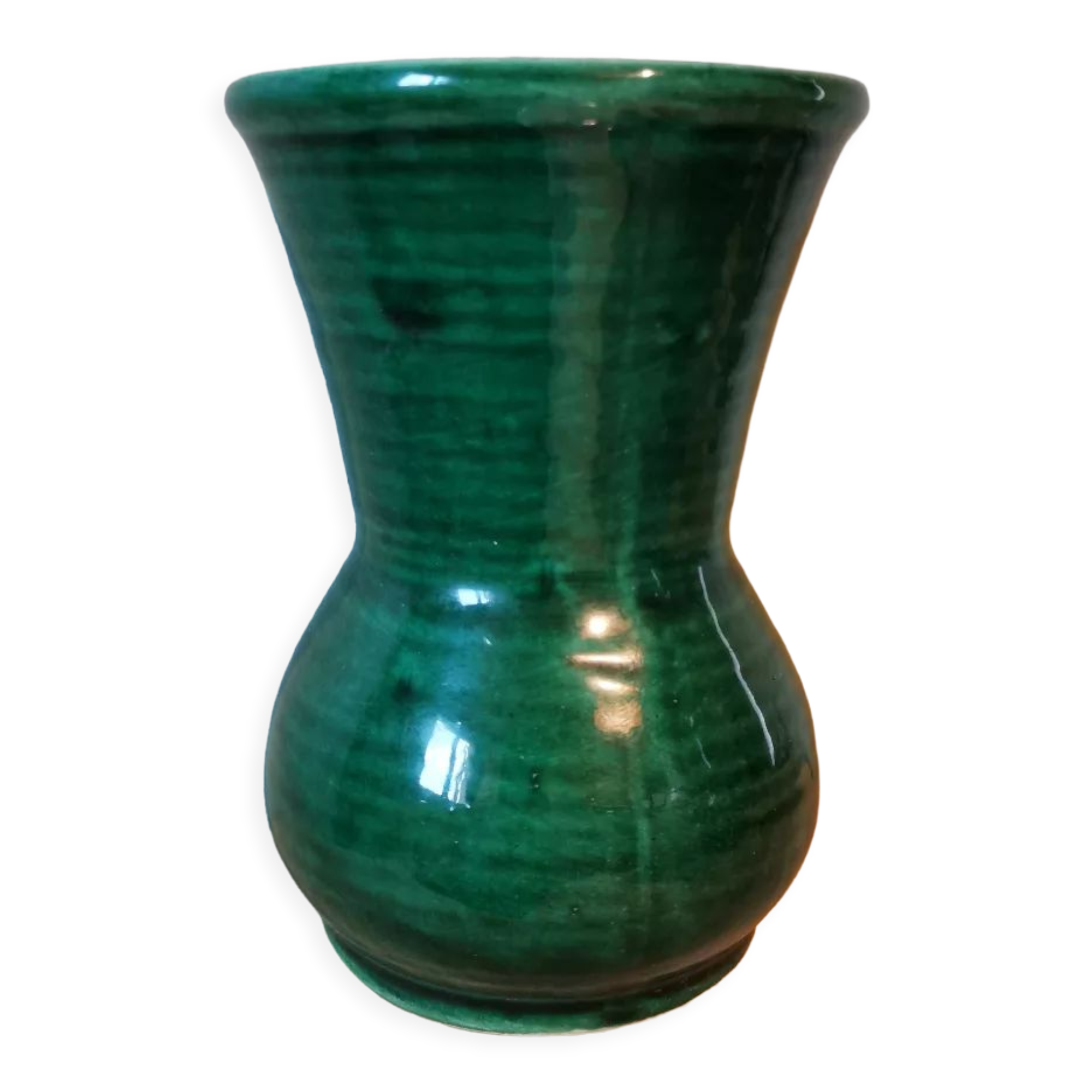 Vintage green ceramic vase signed numbered Longchamp France 1769