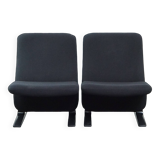 Set of 2 black vintage design armchairs