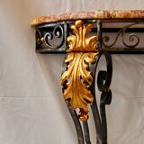 Console en marbre et fer forgé, XXe siècle