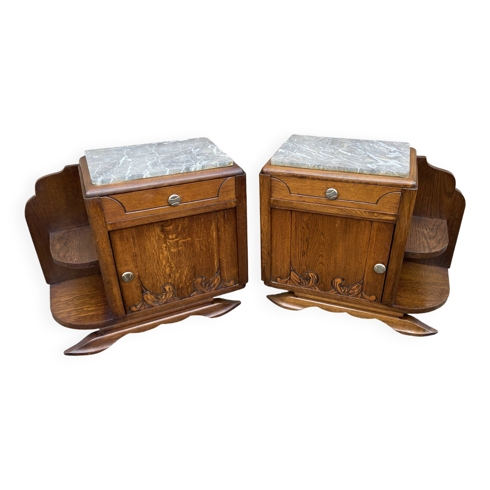 Pair of vintage Art Deco bedside tables 1950s