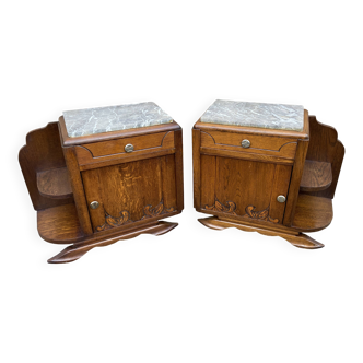 Pair of vintage Art Deco bedside tables 1950s