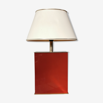 Lampe vintage bois laqué laiton design 1970