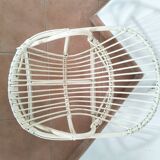 Fauteuil coquille en rotin blanc