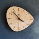 Vintage formica clock silent asymmetrical wall pendulum "Japy wood"