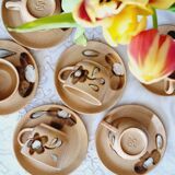 Set of 6 cups and 6 under cups in Sarreguemines sandstone