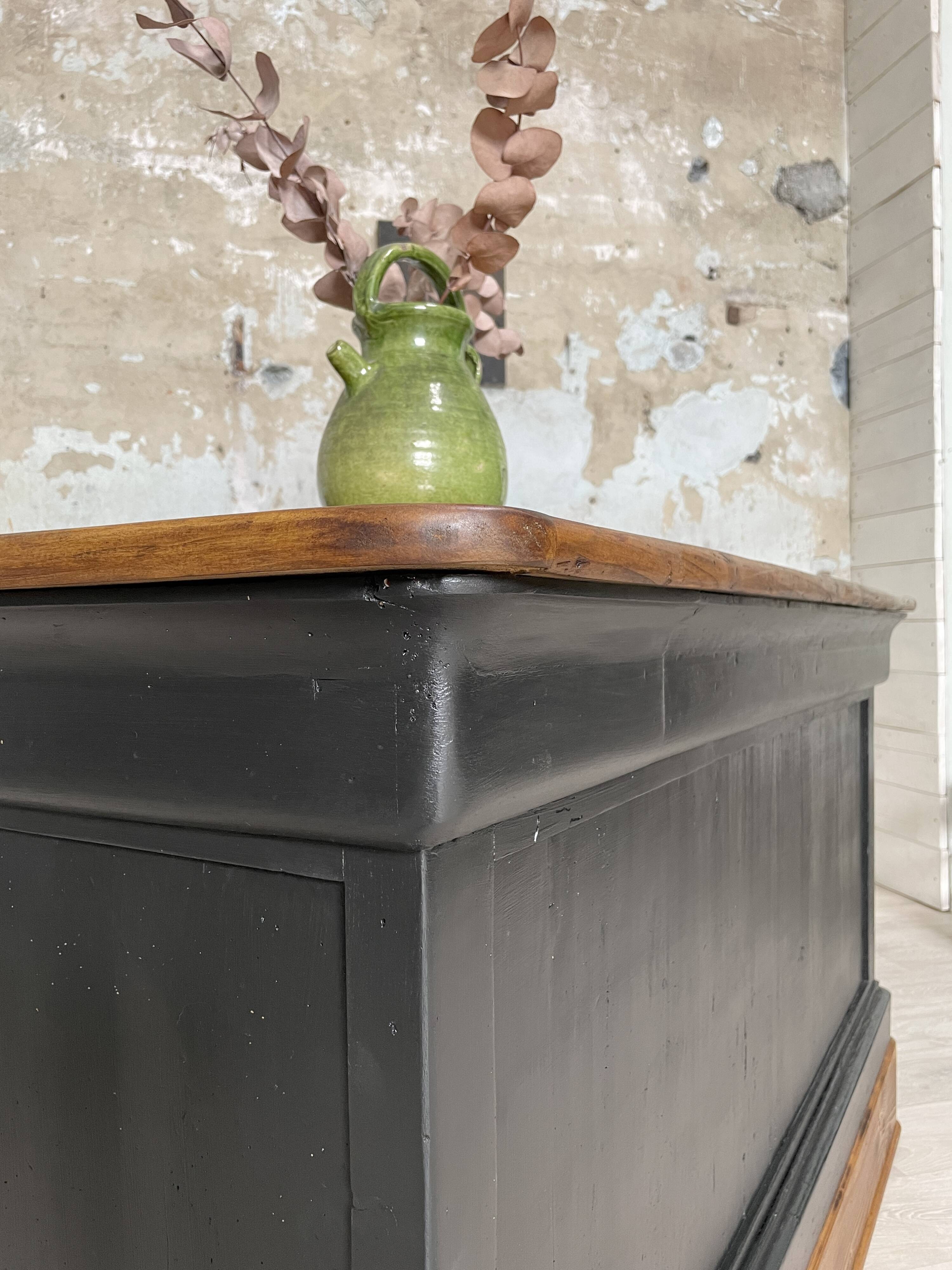 Solid wood box counter.