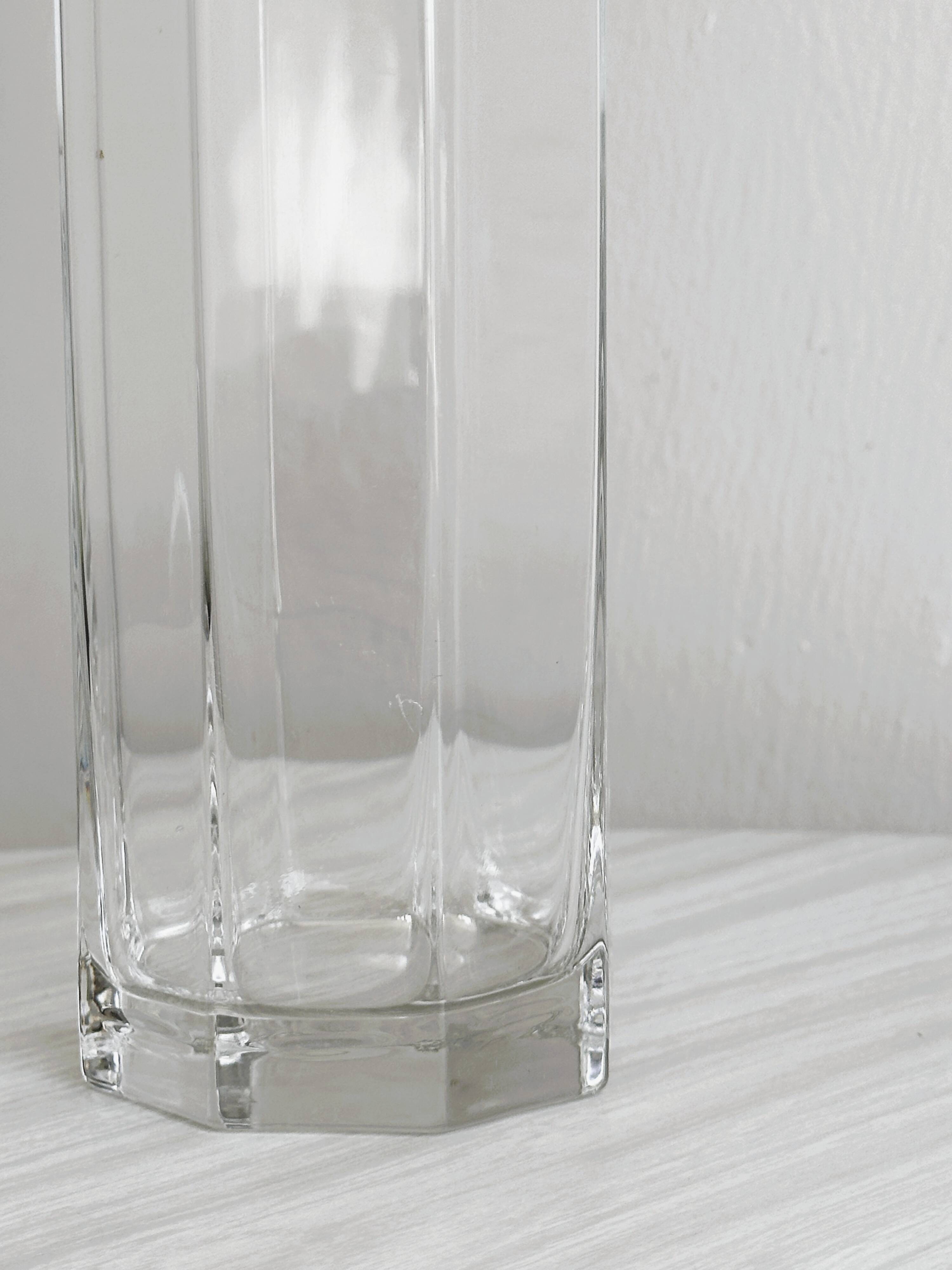 octagonal vase in thick transparent glass