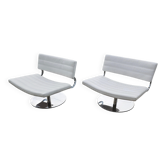 Paire de fauteuils pivotants postmodernes cuir et chrome, Italie années 1970