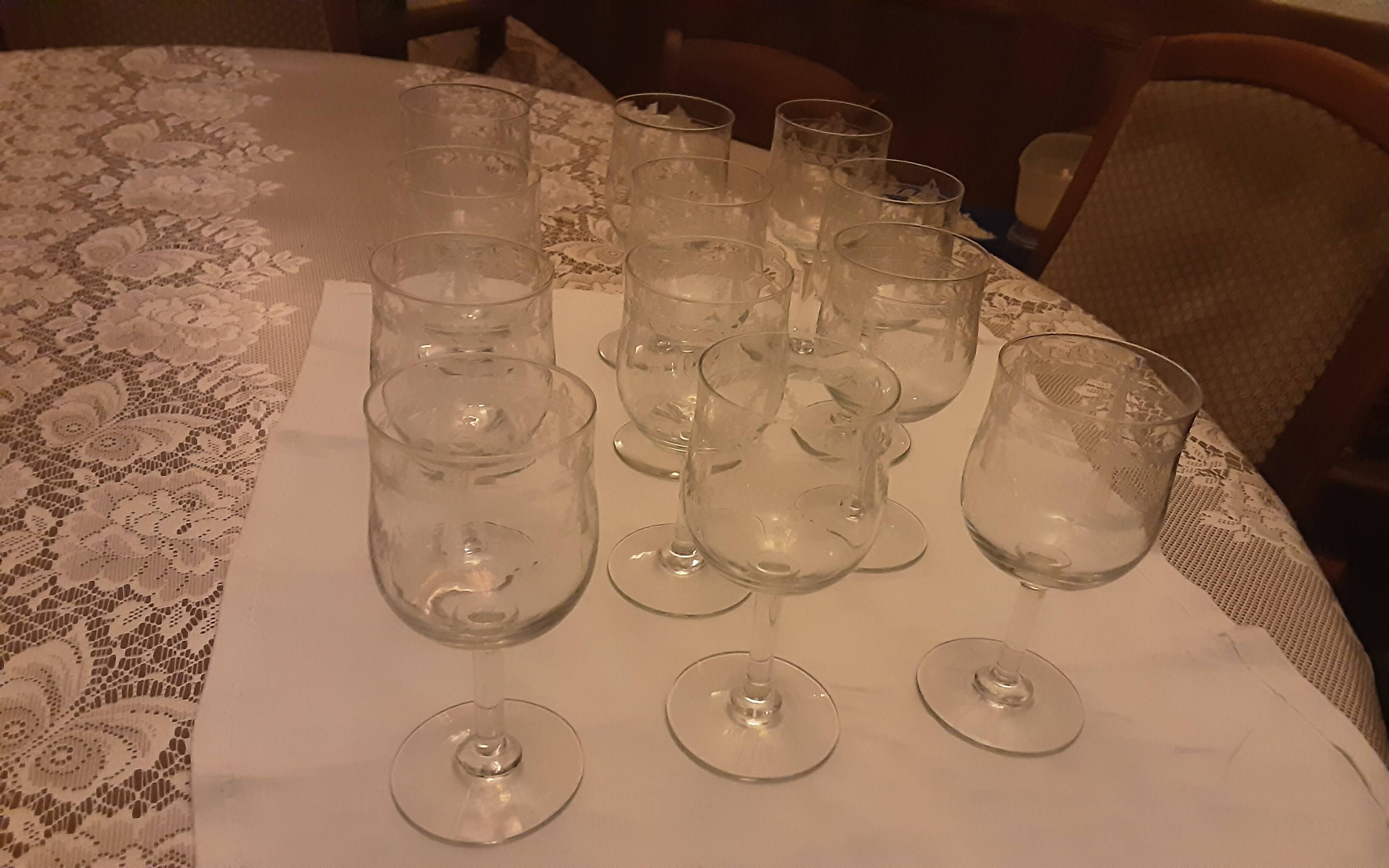 12 antique water glasses cut glass