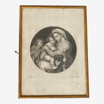 Engraving 18th century, Ed. Italy, under glass and gold frame