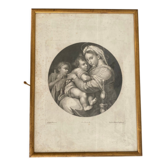 Engraving 18th century, Ed. Italy, under glass and gold frame