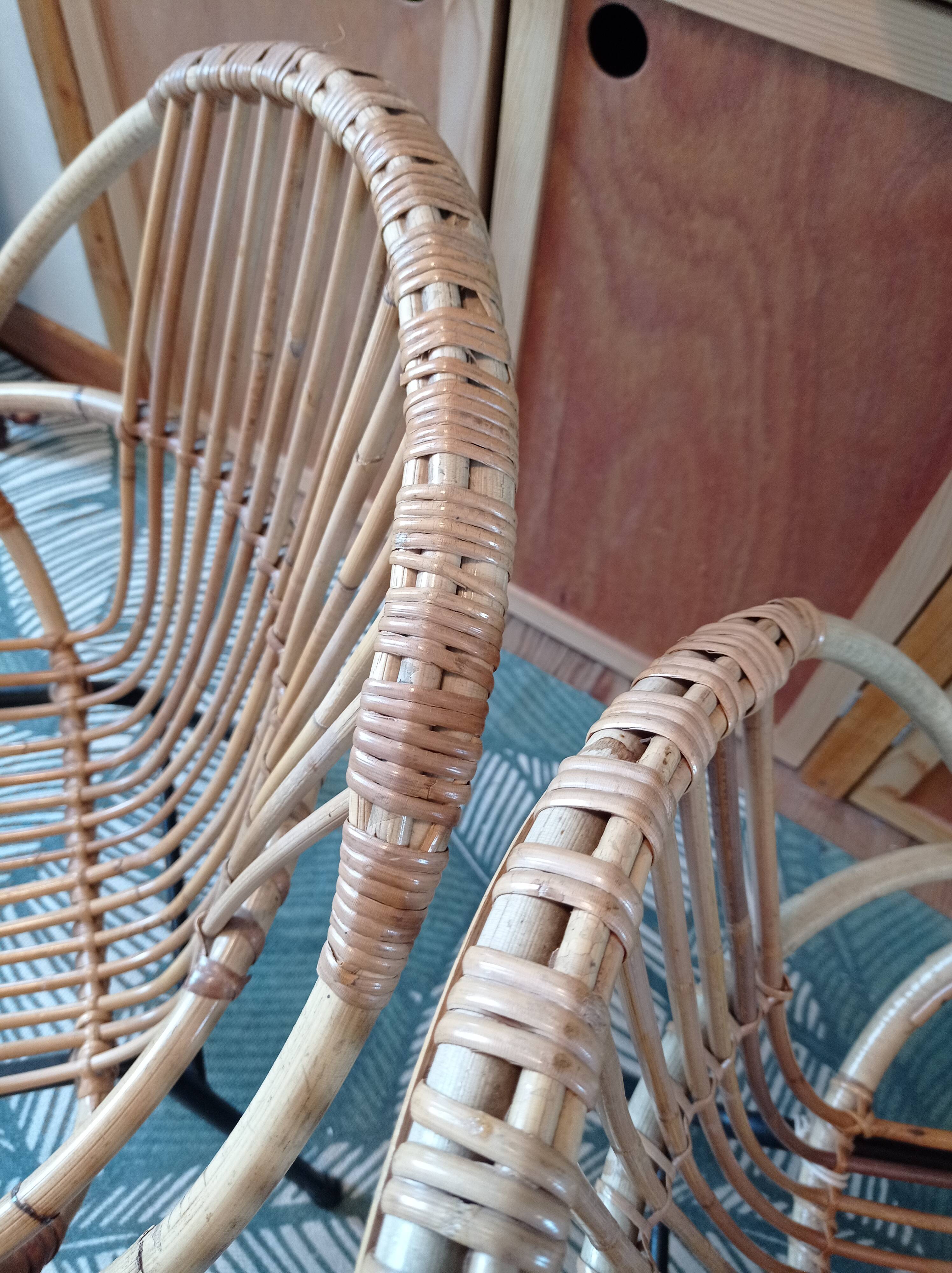 Pair of rattan shell armchairs