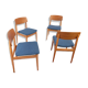 Set of 4 vintage chairs, 1960s–70s retro style, reupholstered.