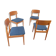 Set of 4 vintage chairs, 1960s–70s retro style, reupholstered.
