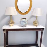 Neoclassical Style Walnut Console with a Rectangular Carrara Marble Top, Italy