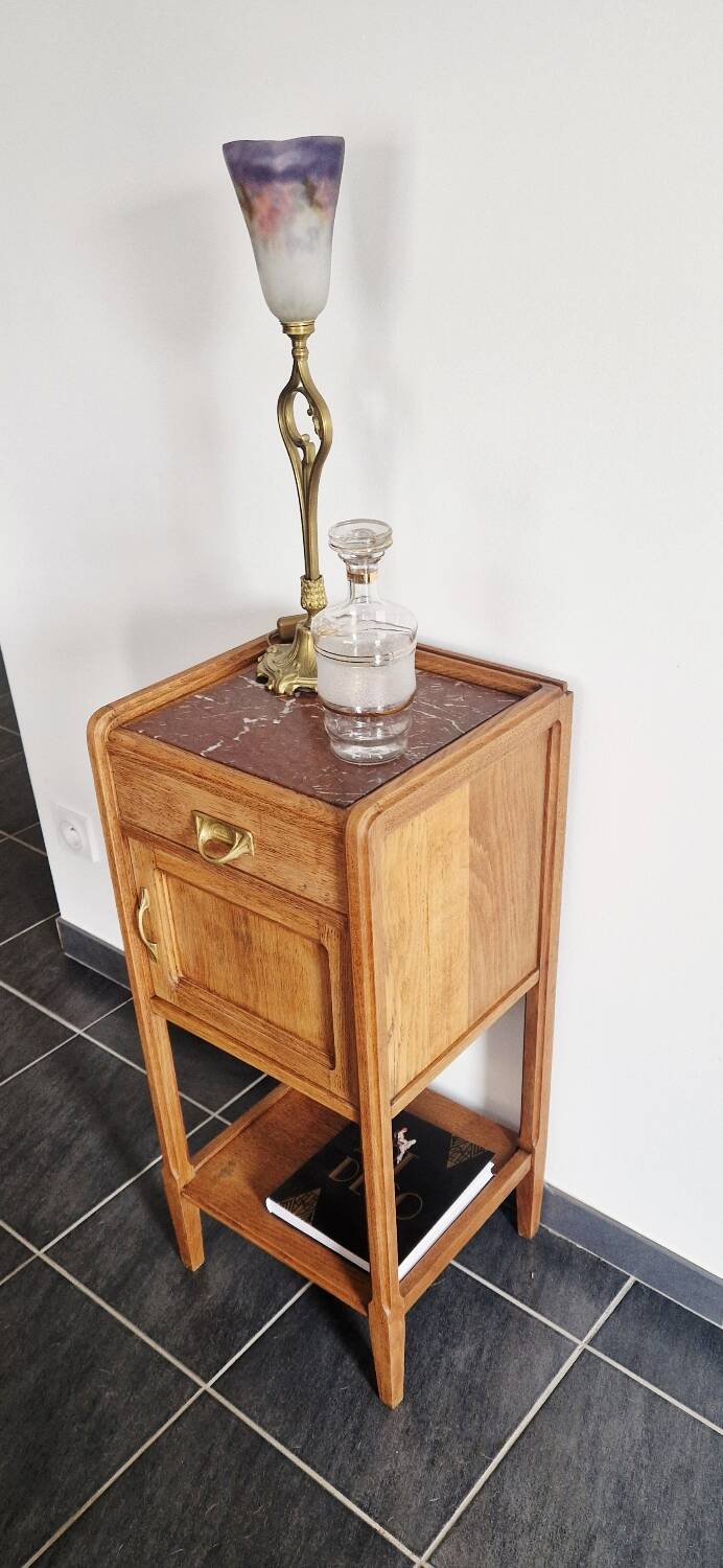 Art Deco style bedside table in solid oak, 1930s