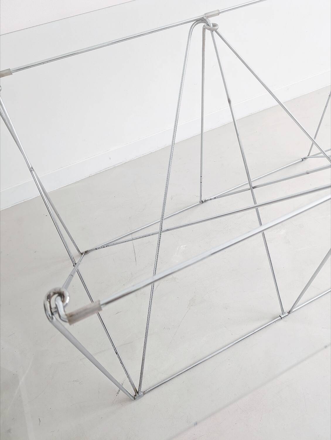 Folding steel and glass dining table by Max Sauze 1970s