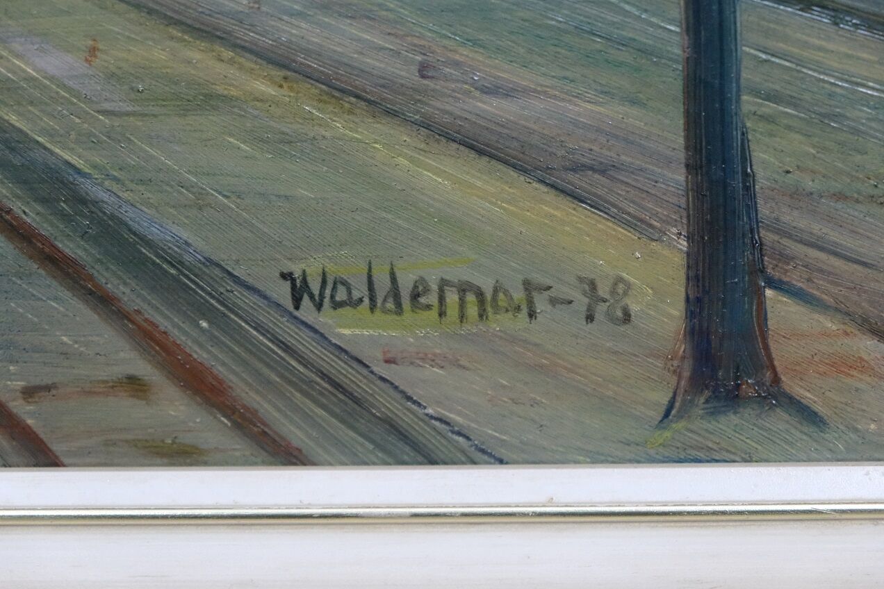 Åke Waldemar Larsson (1913-1995), Swedish Landscape, Oil on Panel, 1970s, Framed.