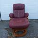 Old armchair on vintage leather foot + foot rest