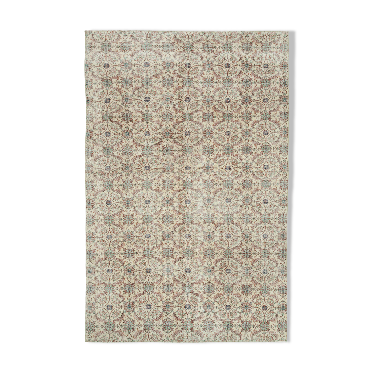 Oriental handmade decorative 1970s beige carpet 192 cm x 292 cm