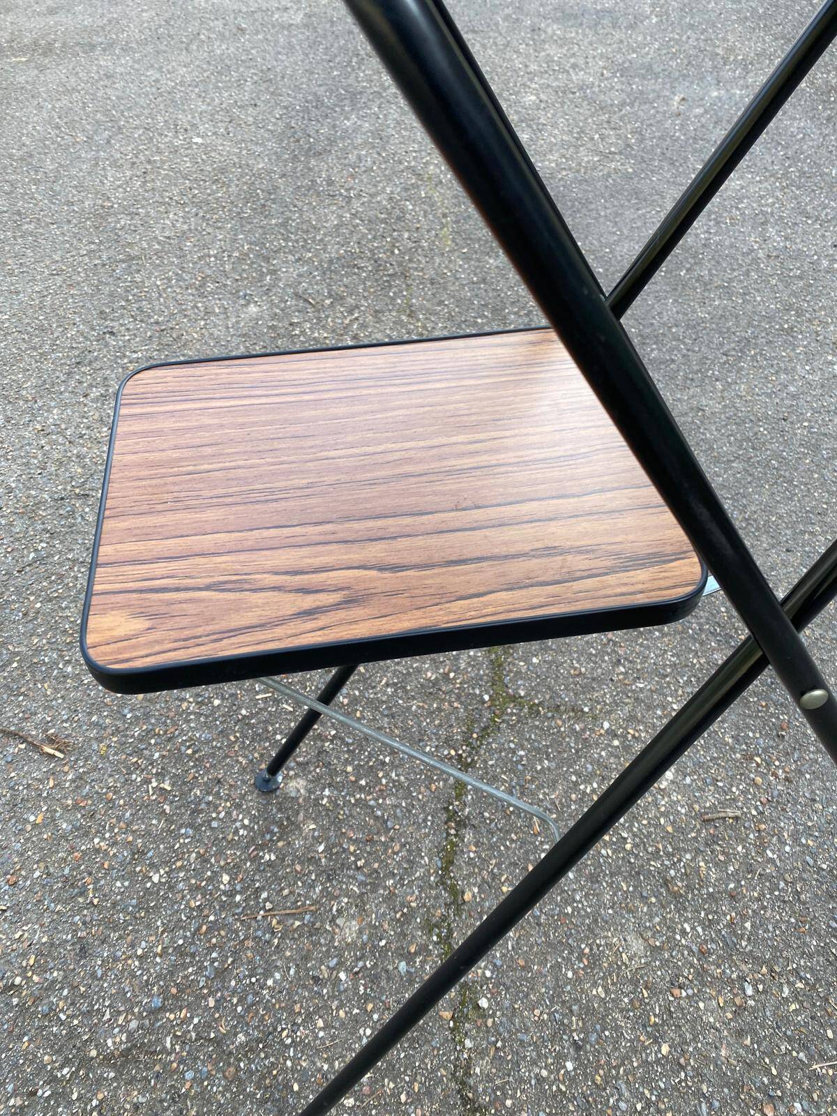 Vintage folding projector table steel and wood 1970