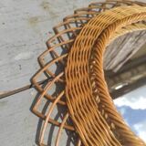 Vintage wicker flower mirror