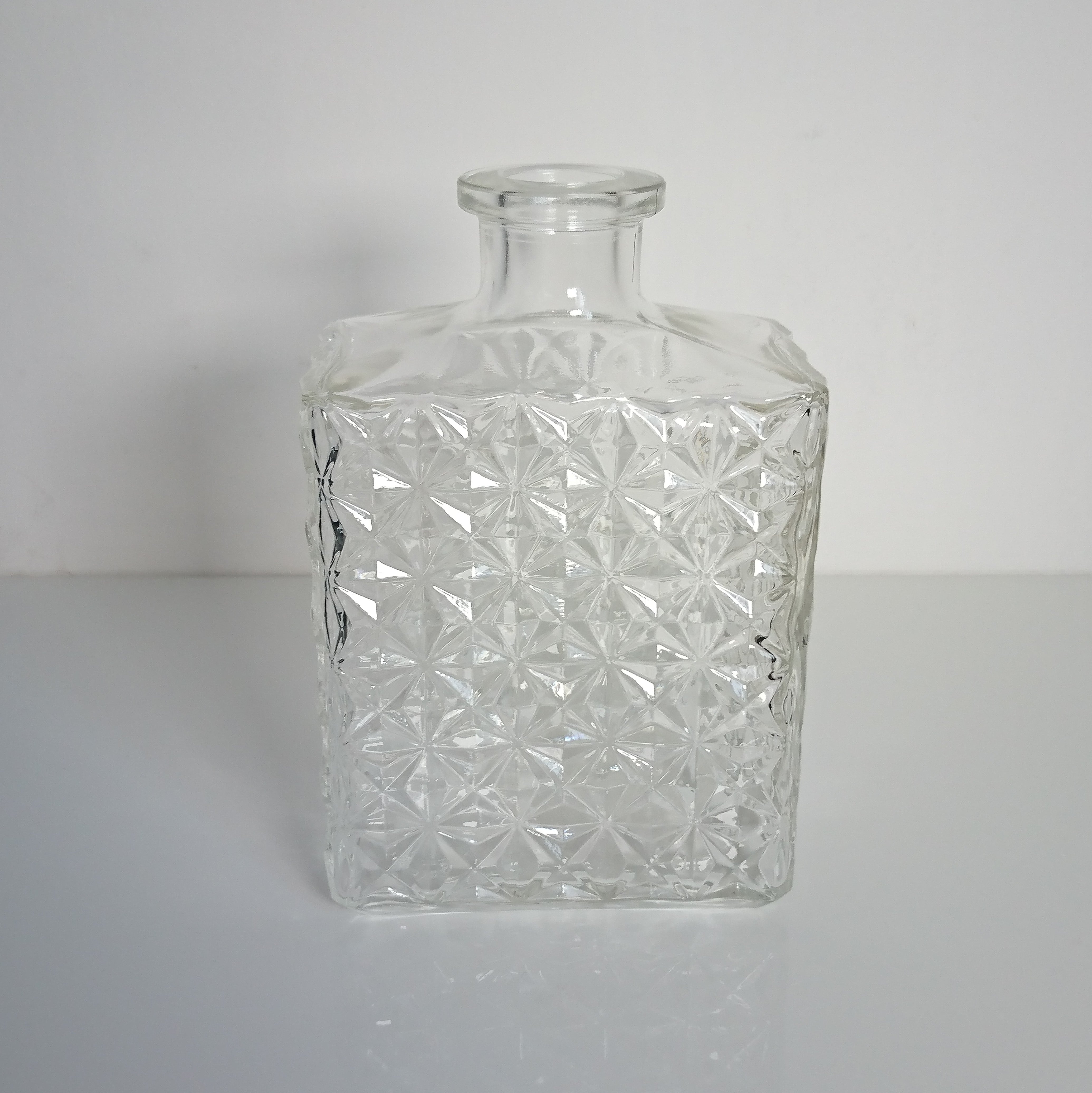 Carved glass decanter registered model made in France""