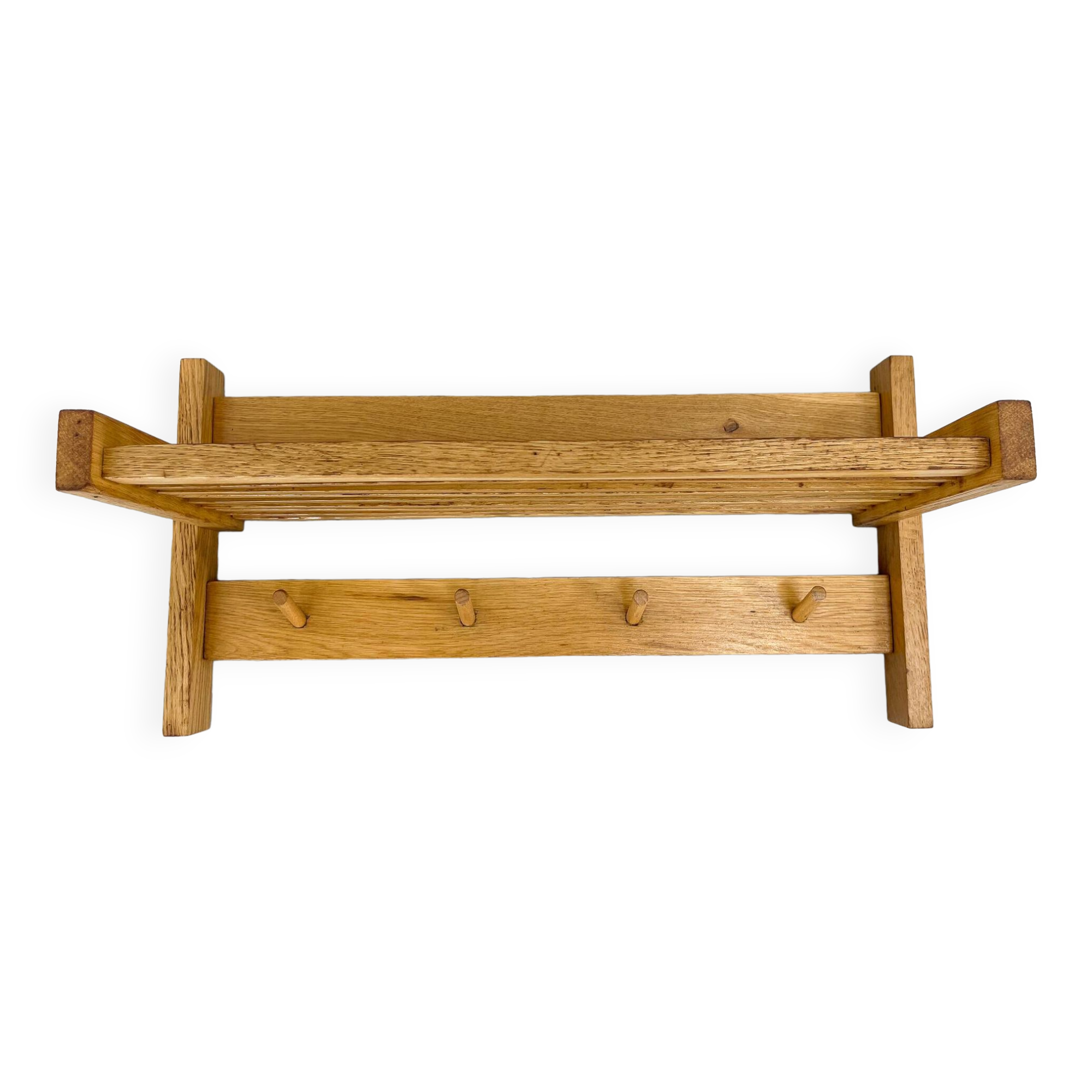 Mid-century Coat Hanger with Folding Shelf, Czechoslovakia
