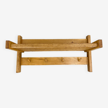 Mid-century Coat Hanger with Folding Shelf, Czechoslovakia