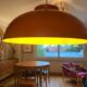 Red lacquered metal chandelier