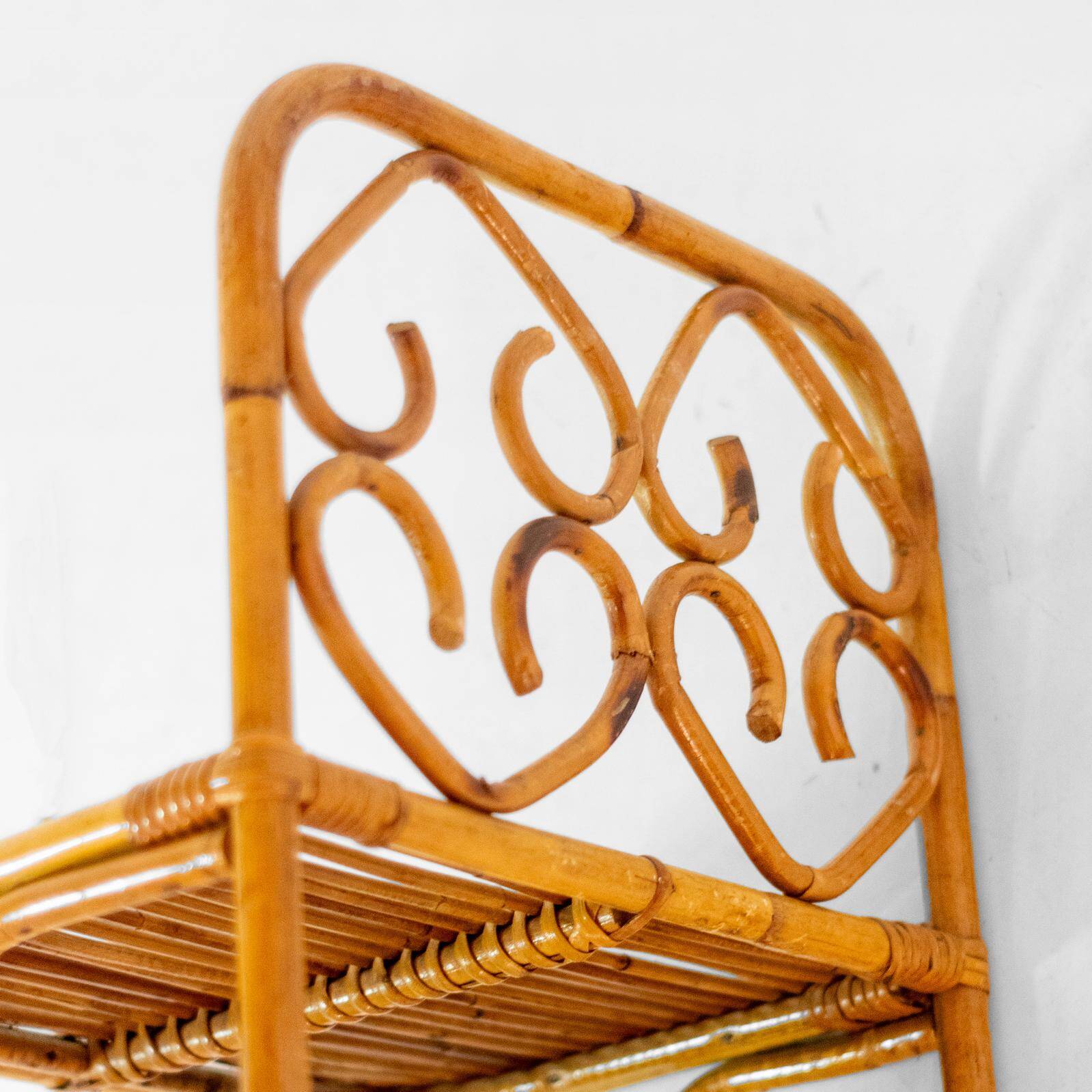 Étagère en bambou et rotin de style mid-century italien, années 1960