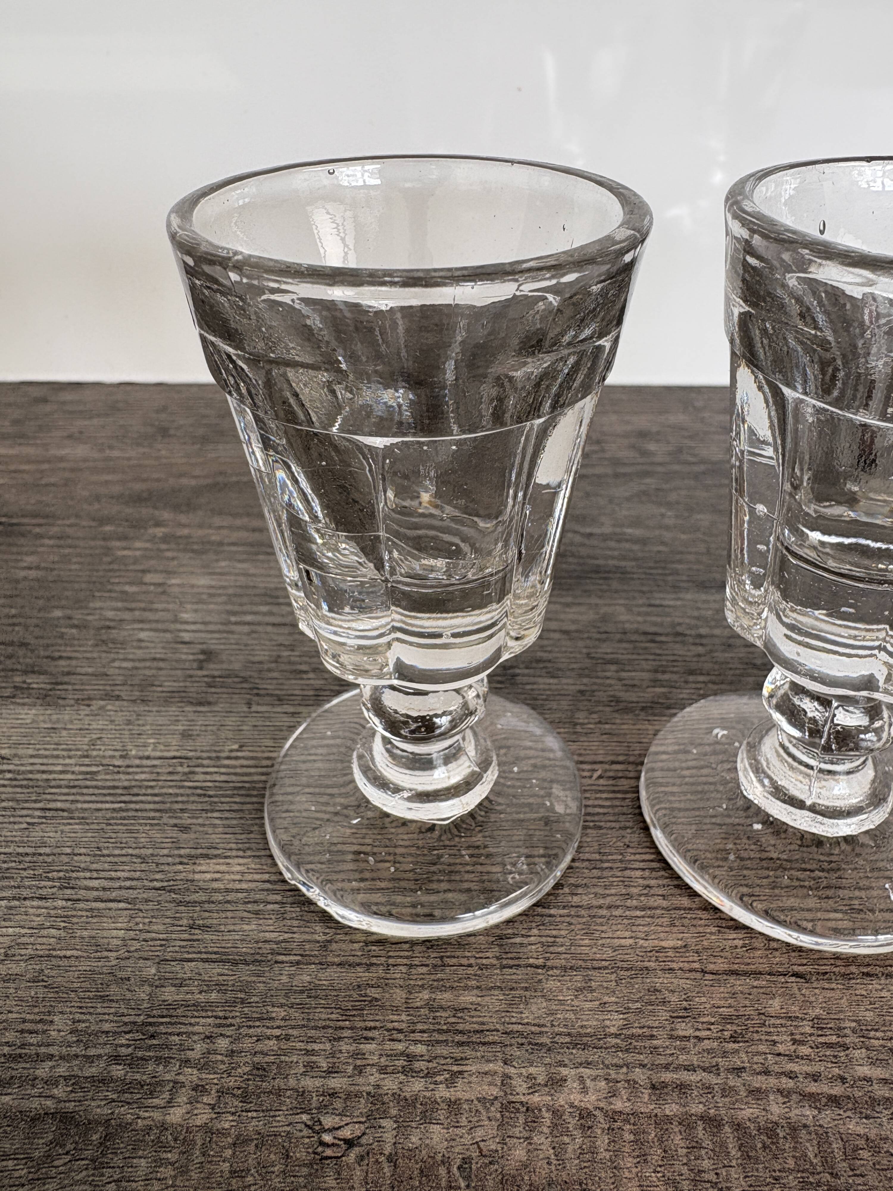 3 small antique glasses from the late 19th century, absinthe type / Napoleon III